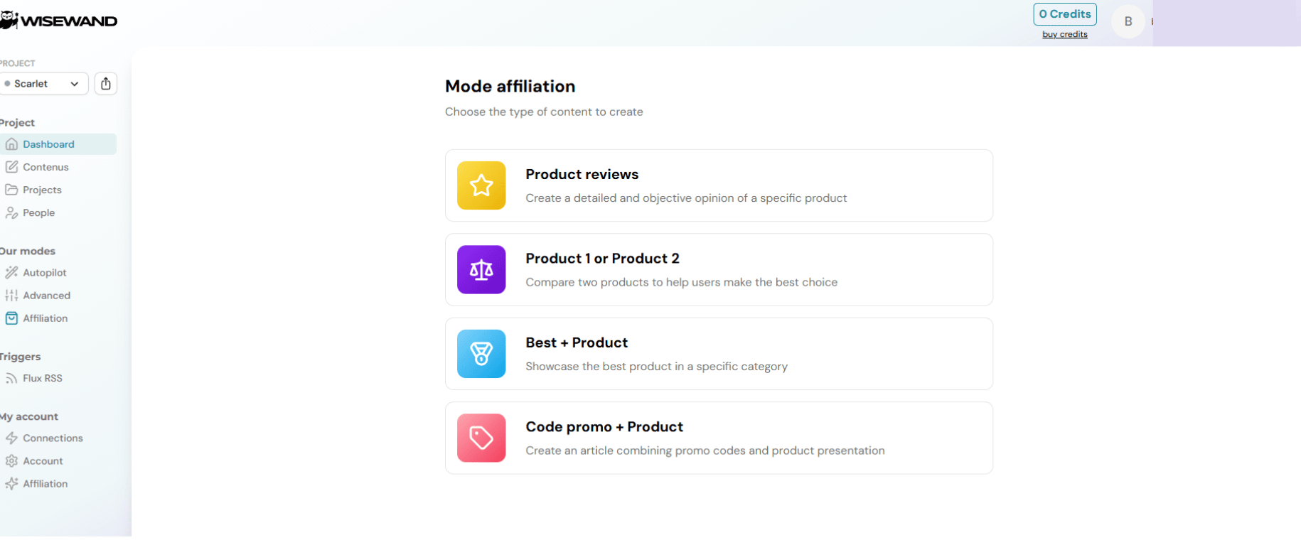 Screenshot Ki Textgenerator Wisewand